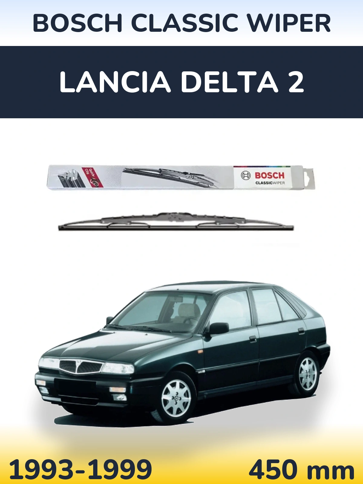 Rear wiper blade BOSCH Classic Wiper 450 mm for Lancia Delta 2 1993-1999