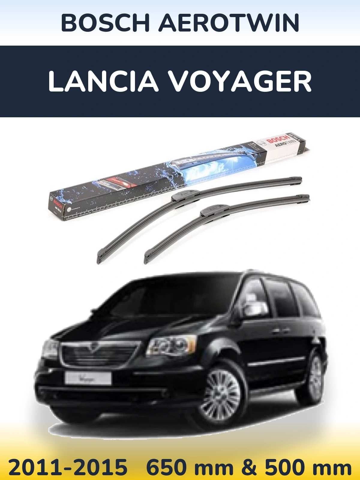 Komplet przednich wycieraczek BOSCH AeroTwin 650 & 500 mm do Lancia Voyager 2011-2015