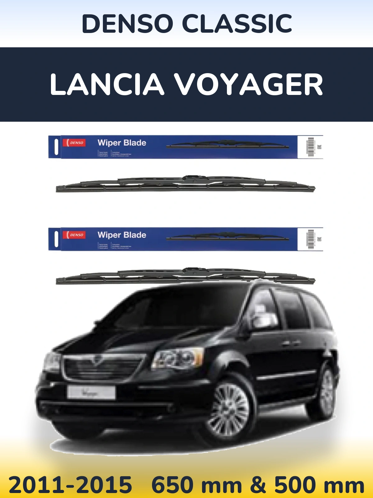 Komplet przednich wycieraczek Denso Classic 650 & 500 mm do Lancia Voyager 2011-2015
