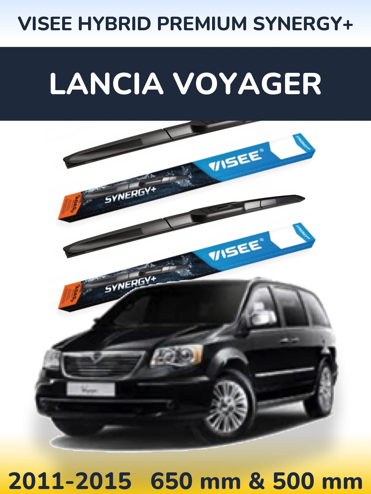 Komplet przednich wycieraczek VISEE HYBRID PREMIUM SYNERGY+ 650 & 500 mm do Lancia Voyager 2011-2015