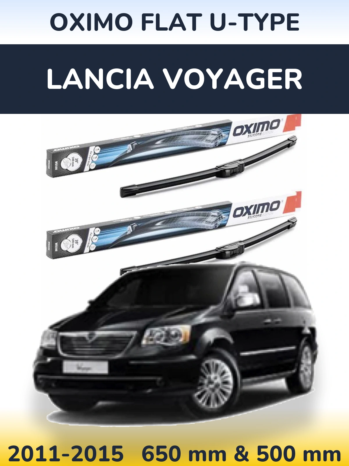 Комплект передніх щіток Oximo Flat U-type 650 & 500 мм для Lancia Voyager 2011-2015