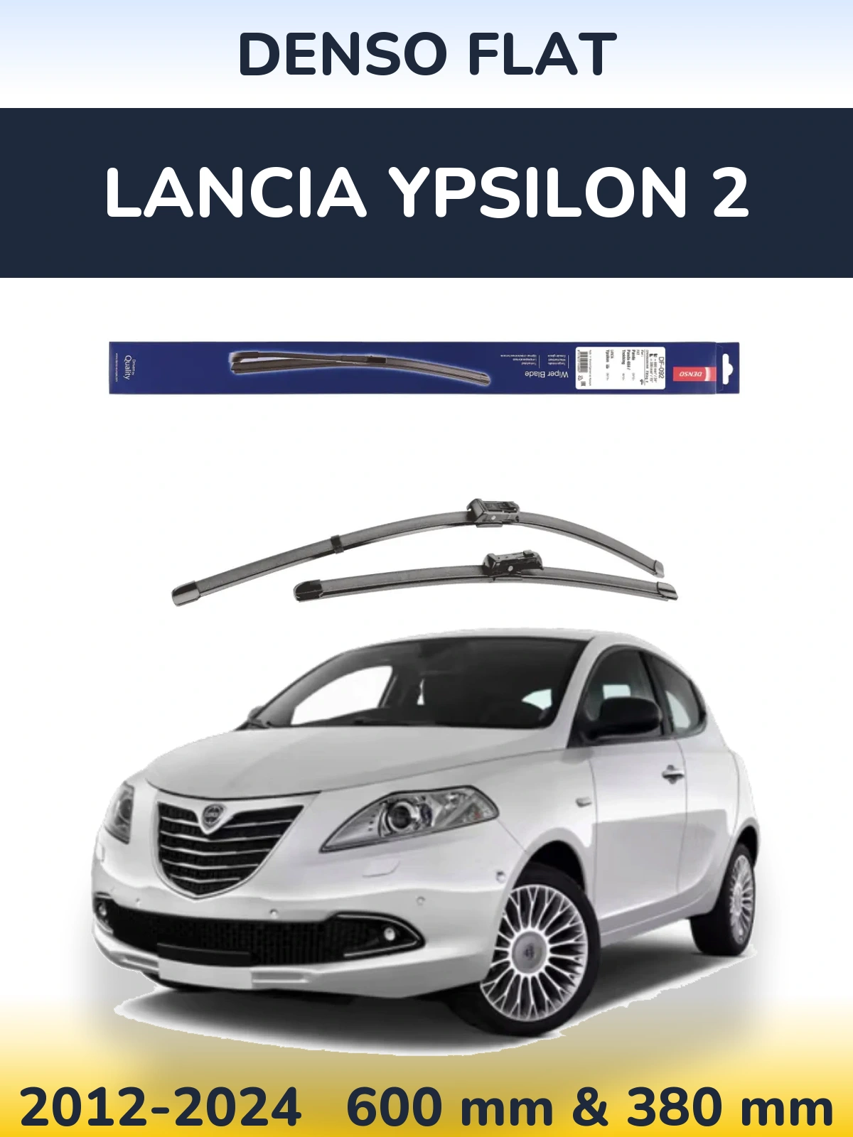 Komplet przednich wycieraczek Denso Flat 600 & 380 mm do Lancia Ypsilon 2 2012-2024