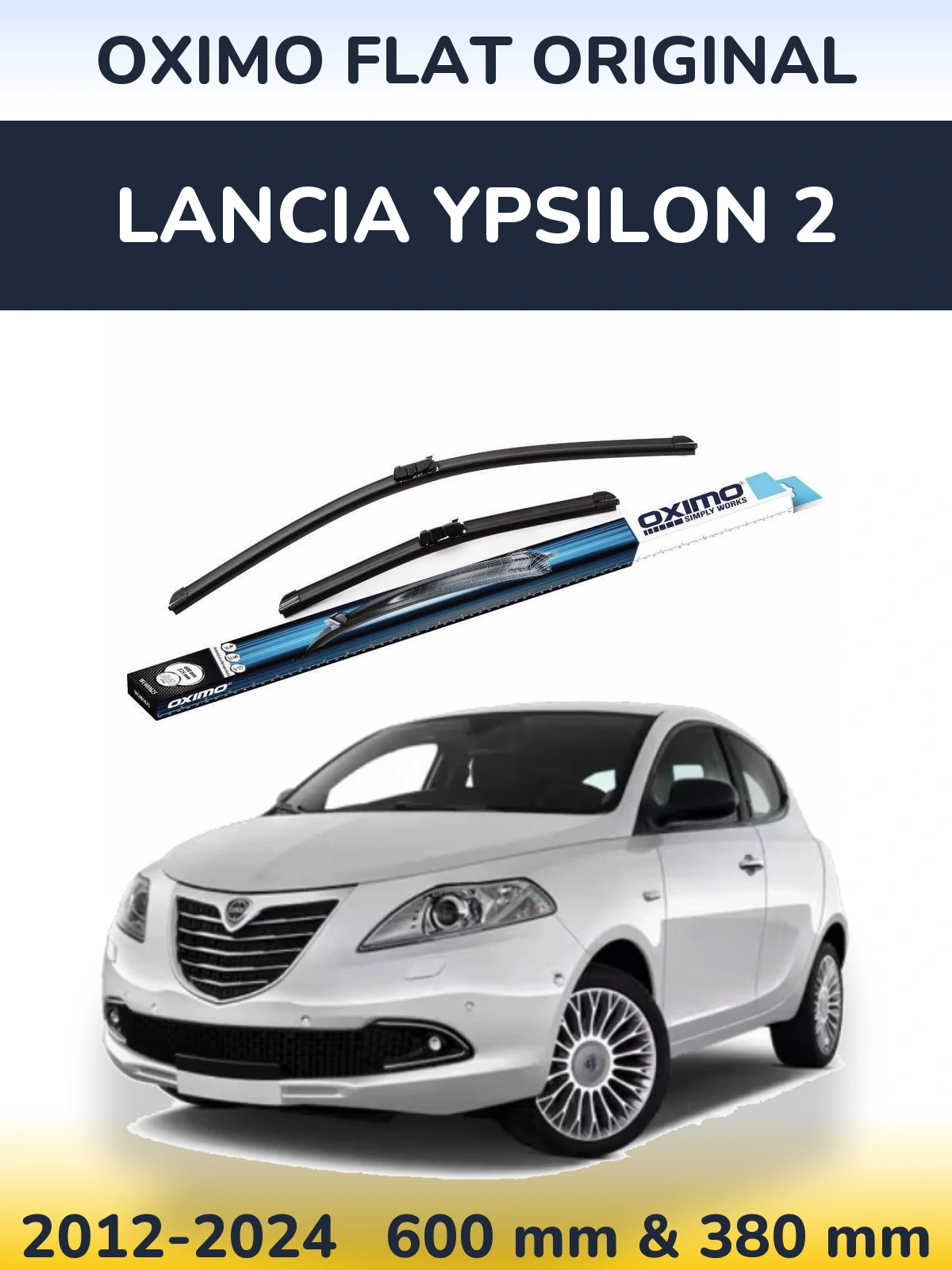 Комплект передних дворников Oximo Flat Original 600 & 380 мм для Lancia Ypsilon 2 2012-2024