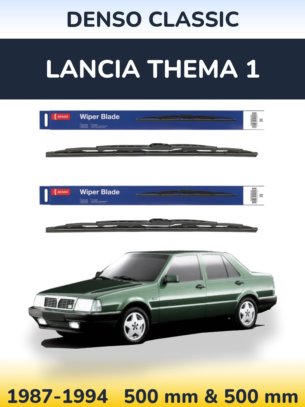 Komplet przednich wycieraczek Denso Classic 500 & 500 mm do Lancia Thema 1 1987-1994