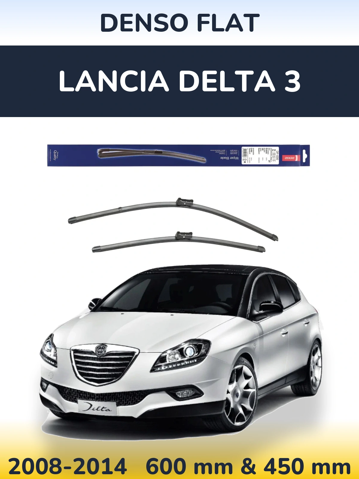 Комплект передних дворников Denso Flat 600 & 450 мм для Lancia Delta 3 2008-2014
