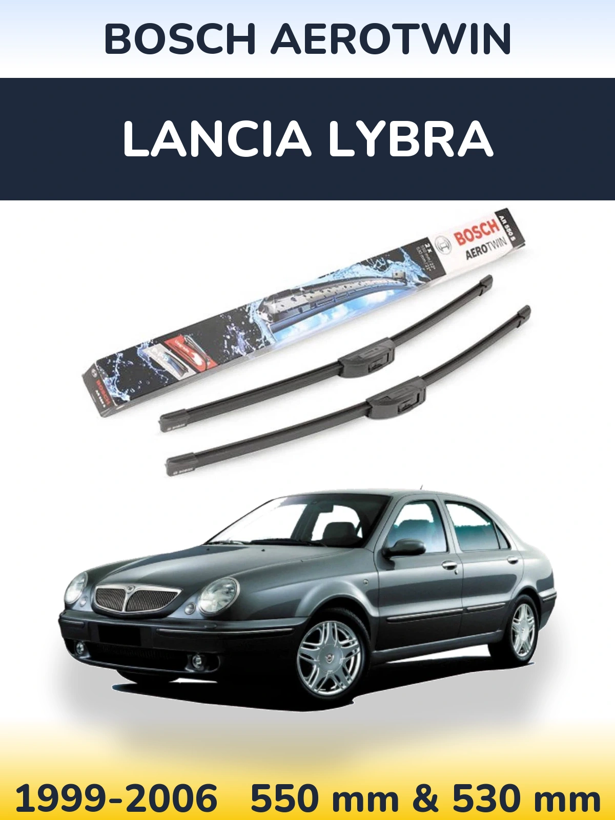 Комплект передних дворников BOSCH AeroTwin 550 & 530 мм для Lancia Lybra 1999-2006