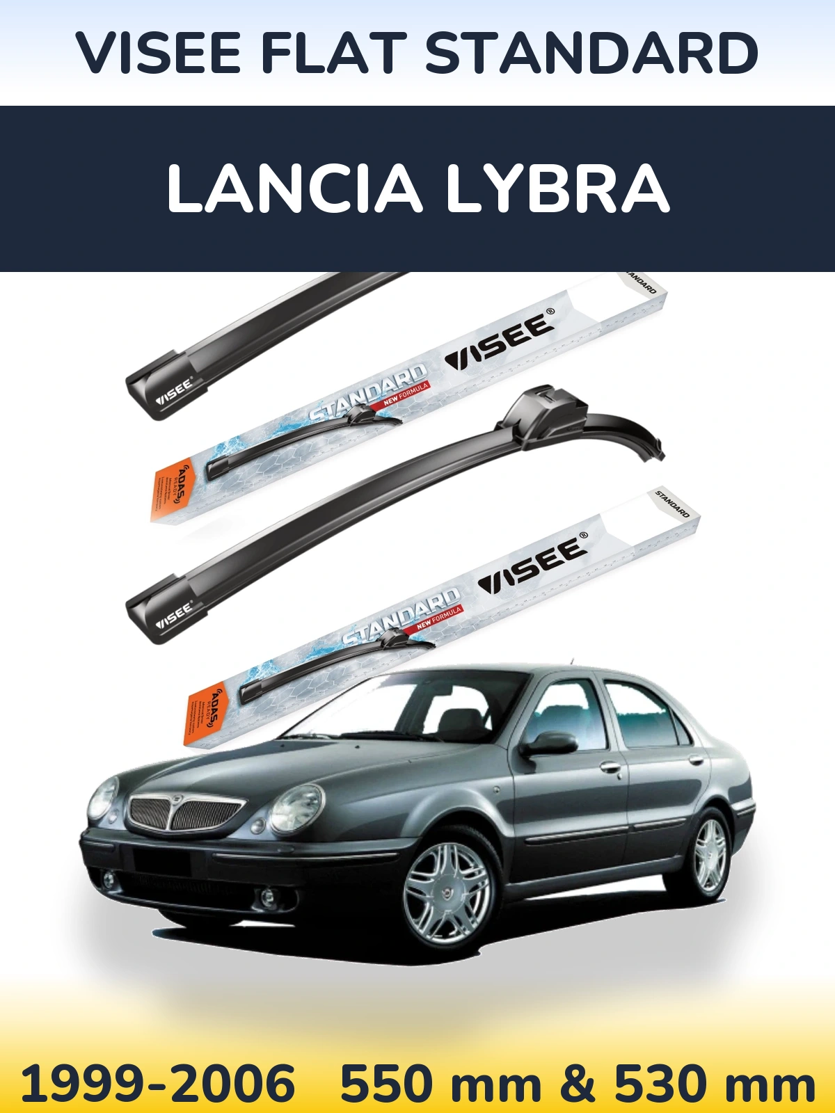 Комплект передніх щіток VISEE FLAT STANDARD 550 & 530 мм для Lancia Lybra 1999-2006