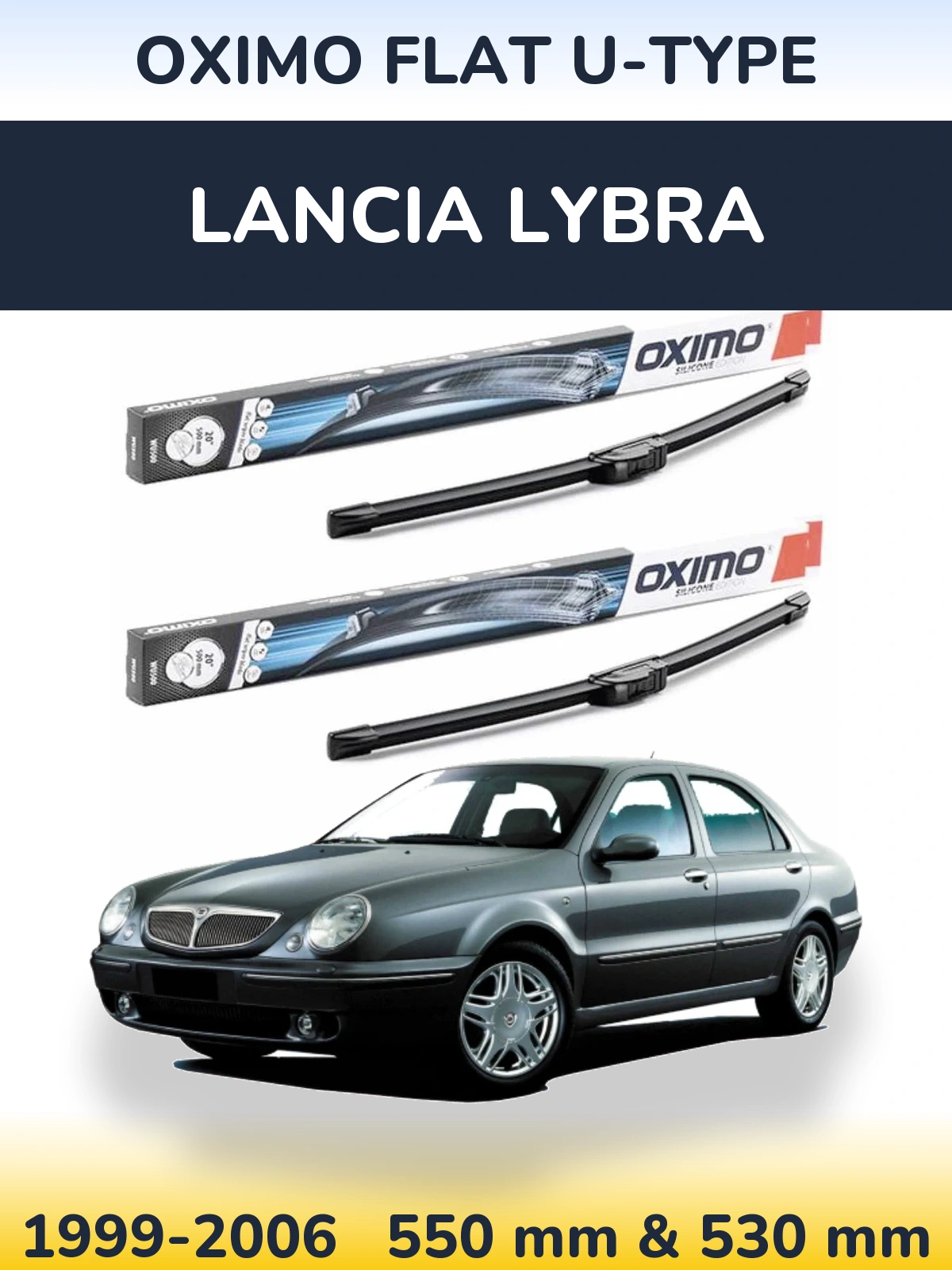 Комплект передніх щіток Oximo Flat U-type 550 & 530 мм для Lancia Lybra 1999-2006