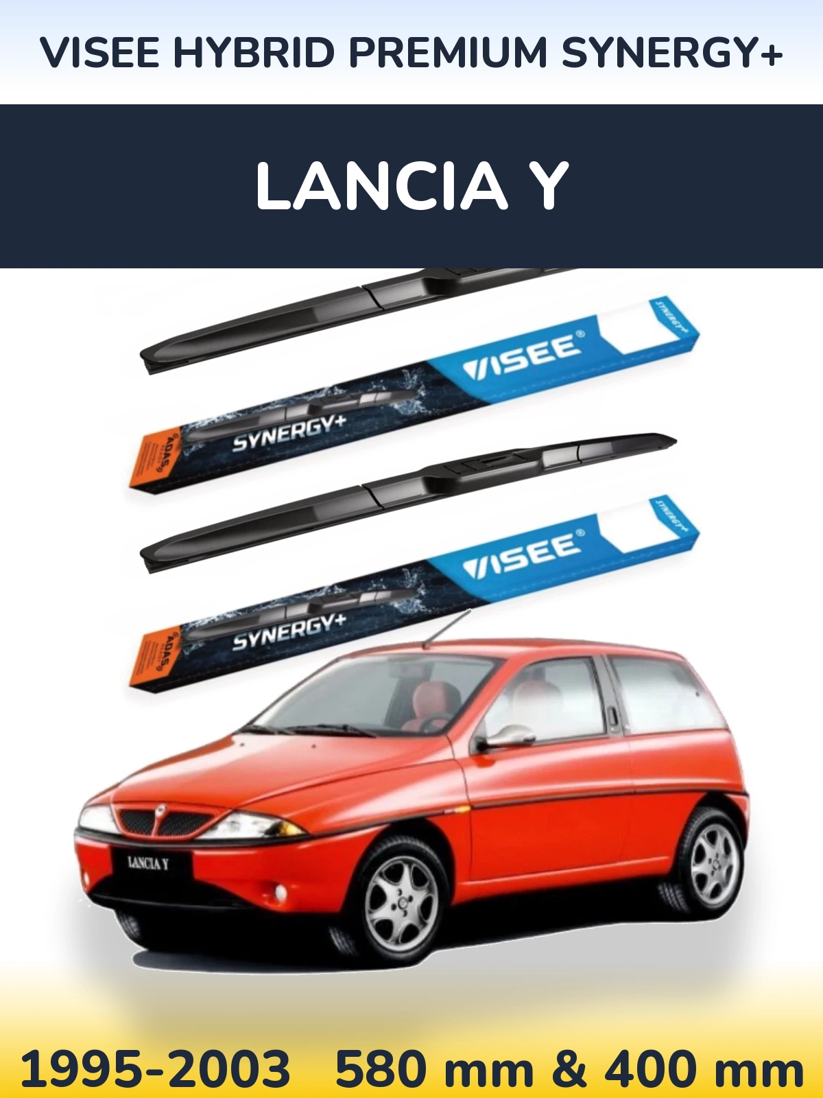 Комплект передних дворников VISEE HYBRID PREMIUM SYNERGY+ 580 & 400 мм для Lancia Y 1995-2003