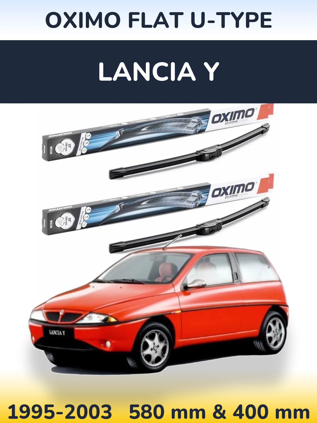 Комплект передних дворников Oximo Flat U-type 580 & 400 мм для Lancia Y 1995-2003