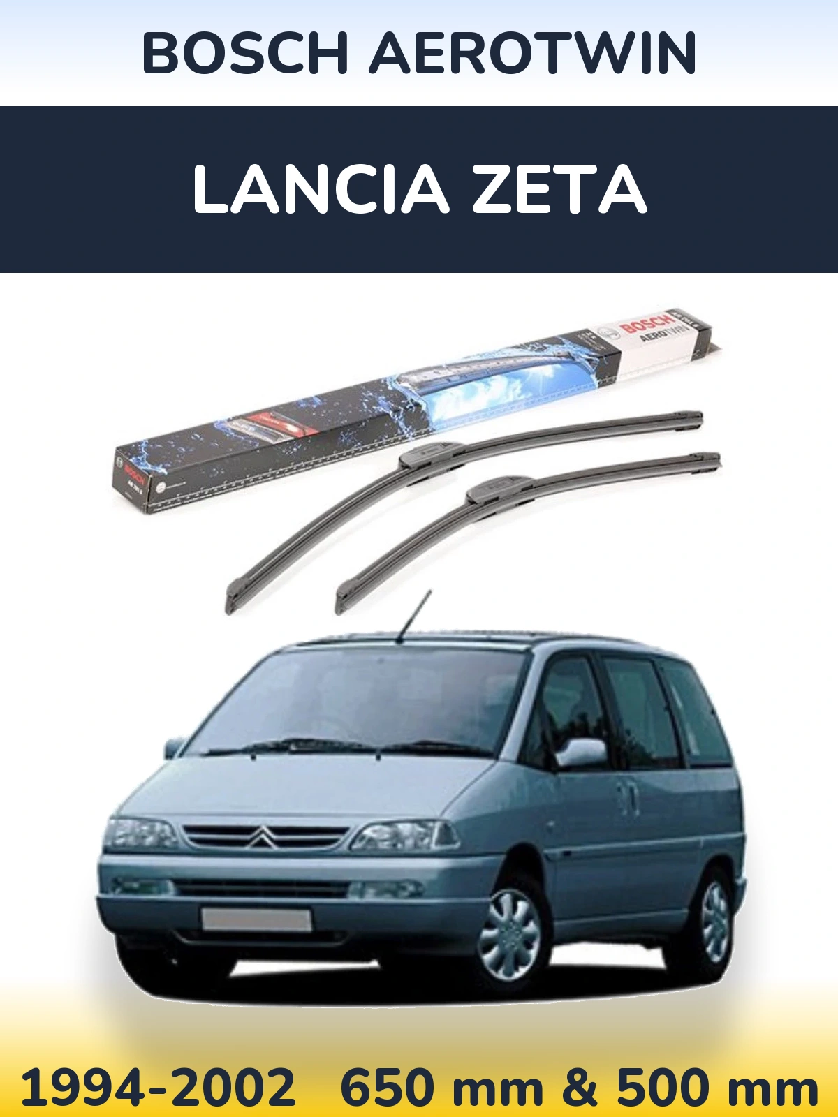 Комплект передних дворников BOSCH AeroTwin 650 & 500 мм для Lancia Zeta 1994-2002