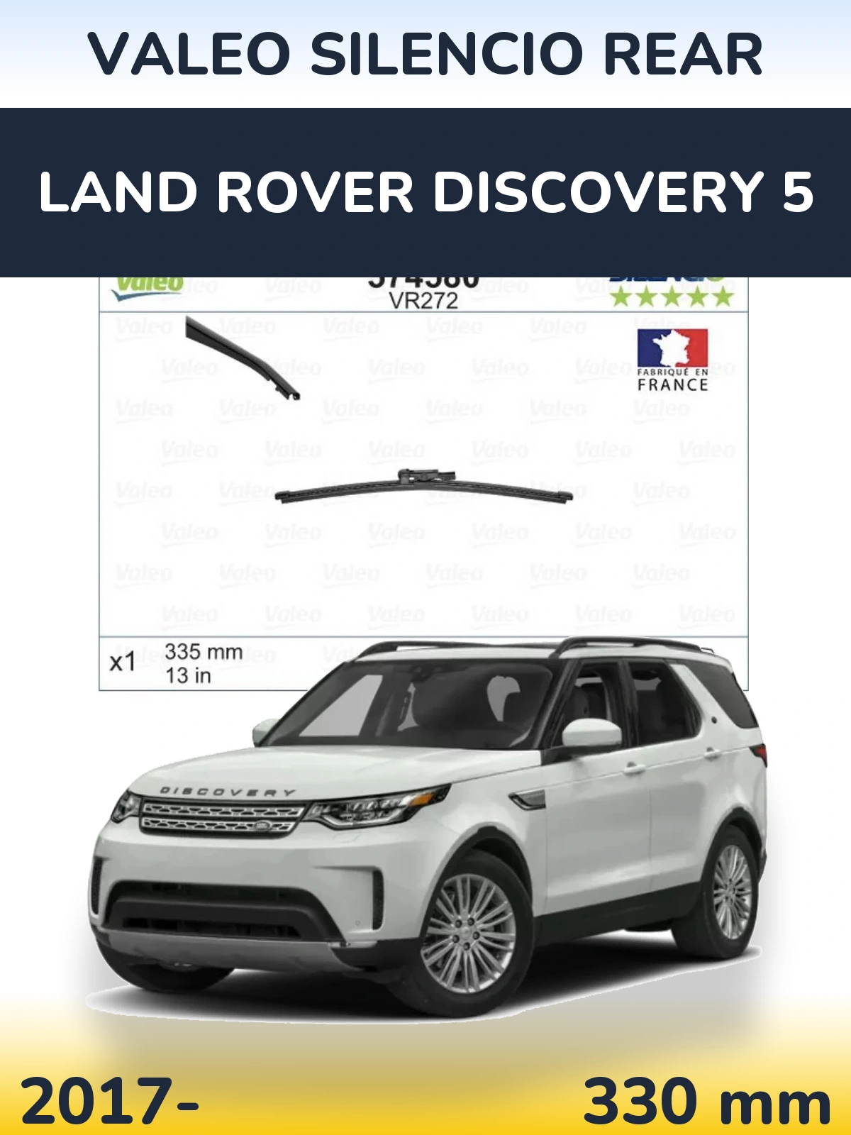 Rear wiper blade Valeo Silencio Rear 330 mm for Land Rover Discovery 5 2017-2026