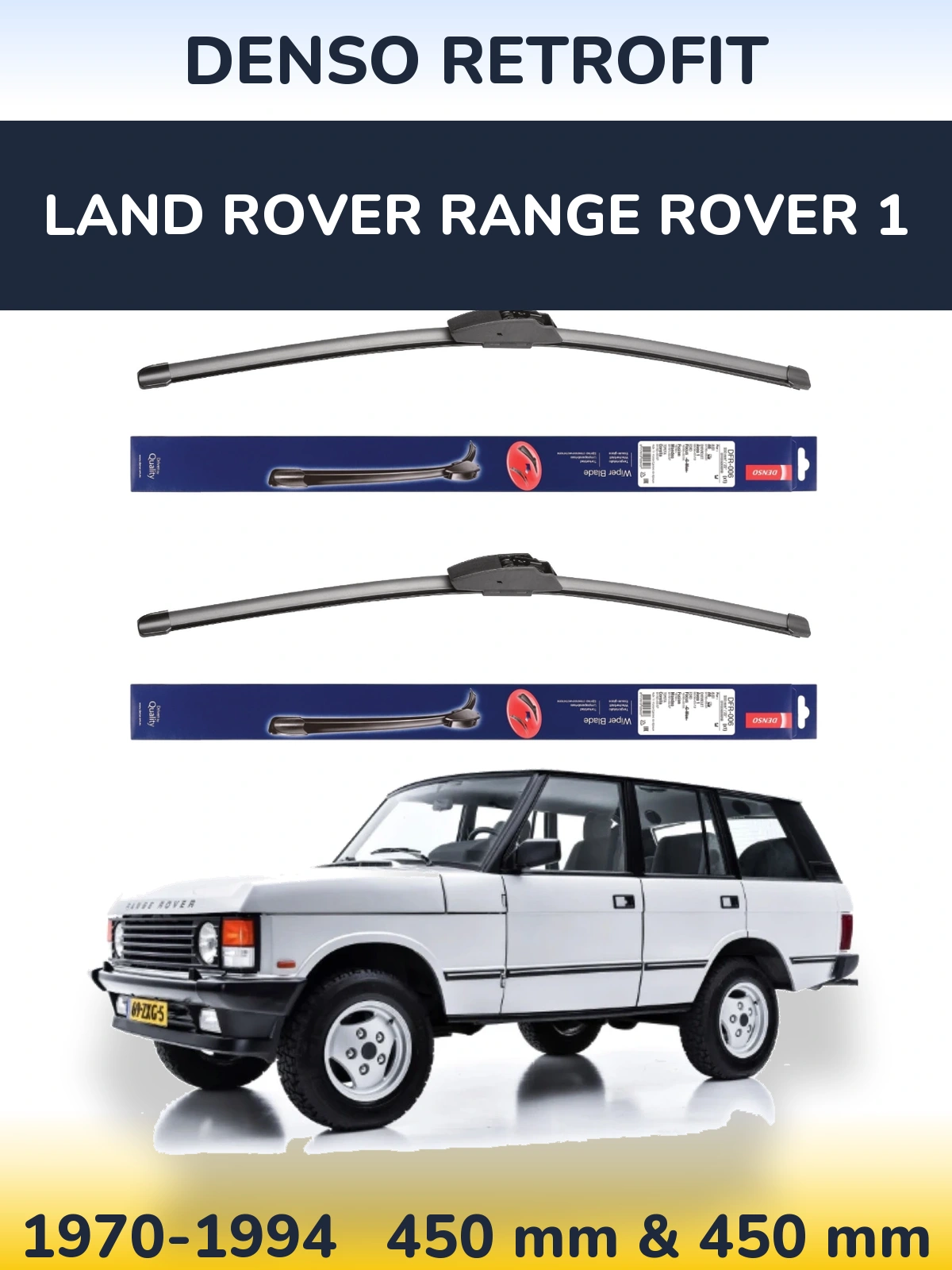 Komplet przednich wycieraczek Denso Retrofit 450 & 450 mm do Land Rover Range Rover 1 1970-1994