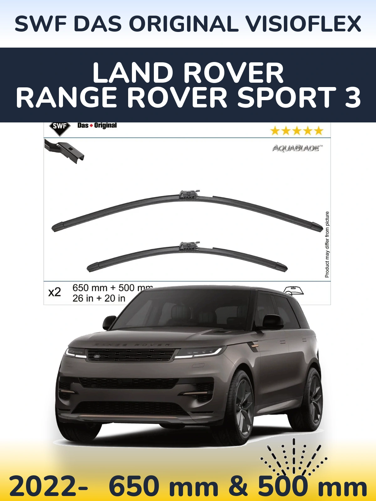 Комплект передних дворников SWF Das Original VisioFlex 650 & 500 мм для Land Rover Range Rover Sport 3 2022-2026