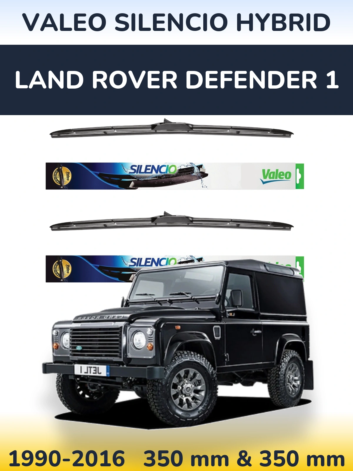 Комплект передних дворников Valeo Silencio Hybrid 350 & 350 мм для Land Rover Defender 1 1990-2016