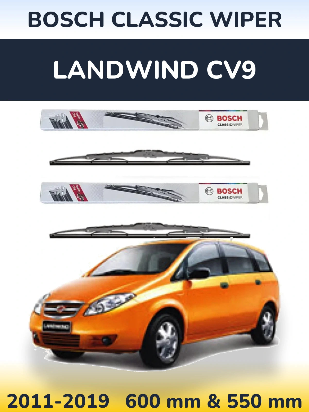 Komplet przednich wycieraczek BOSCH Classic Wiper 600 & 550 mm do Landwind CV9 2011-2019