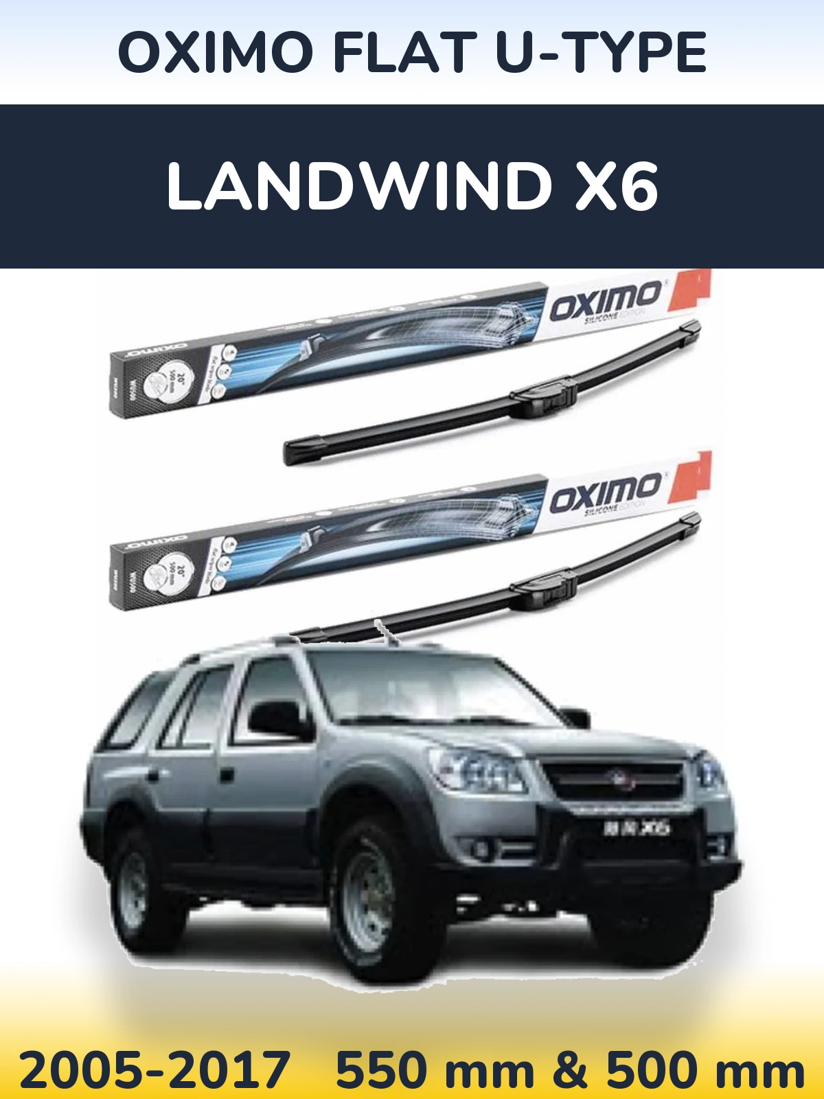 Komplet przednich wycieraczek Oximo Flat U-type 550 & 500 mm do Landwind X6 2005-2017
