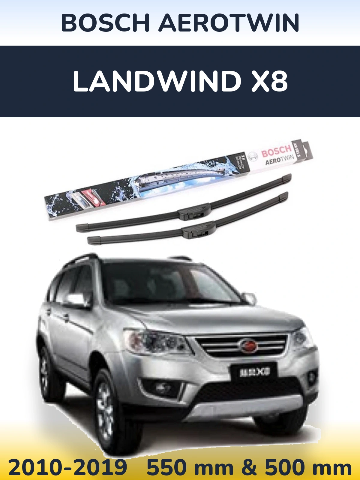 Komplet przednich wycieraczek BOSCH AeroTwin 550 & 500 mm do Landwind X8 2010-2019