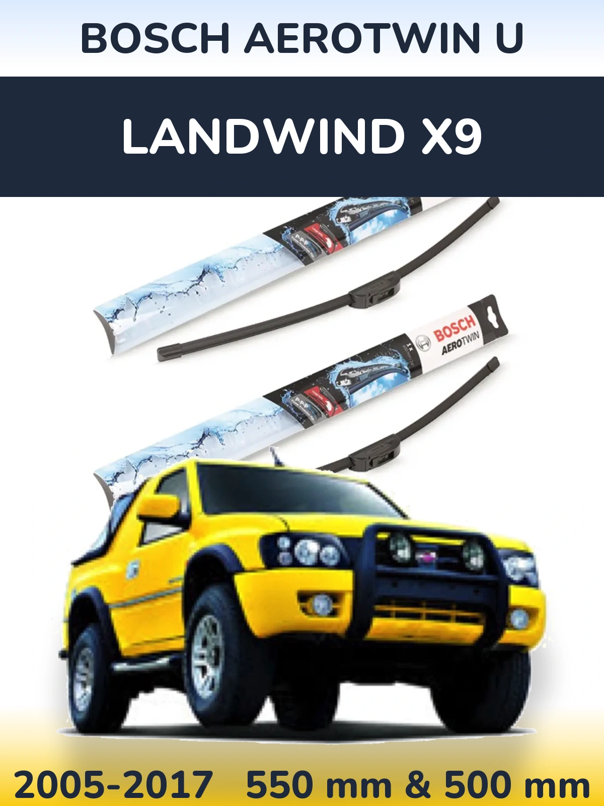 Komplet przednich wycieraczek BOSCH AeroTwin U 550 & 500 mm do Landwind X9 2005-2017