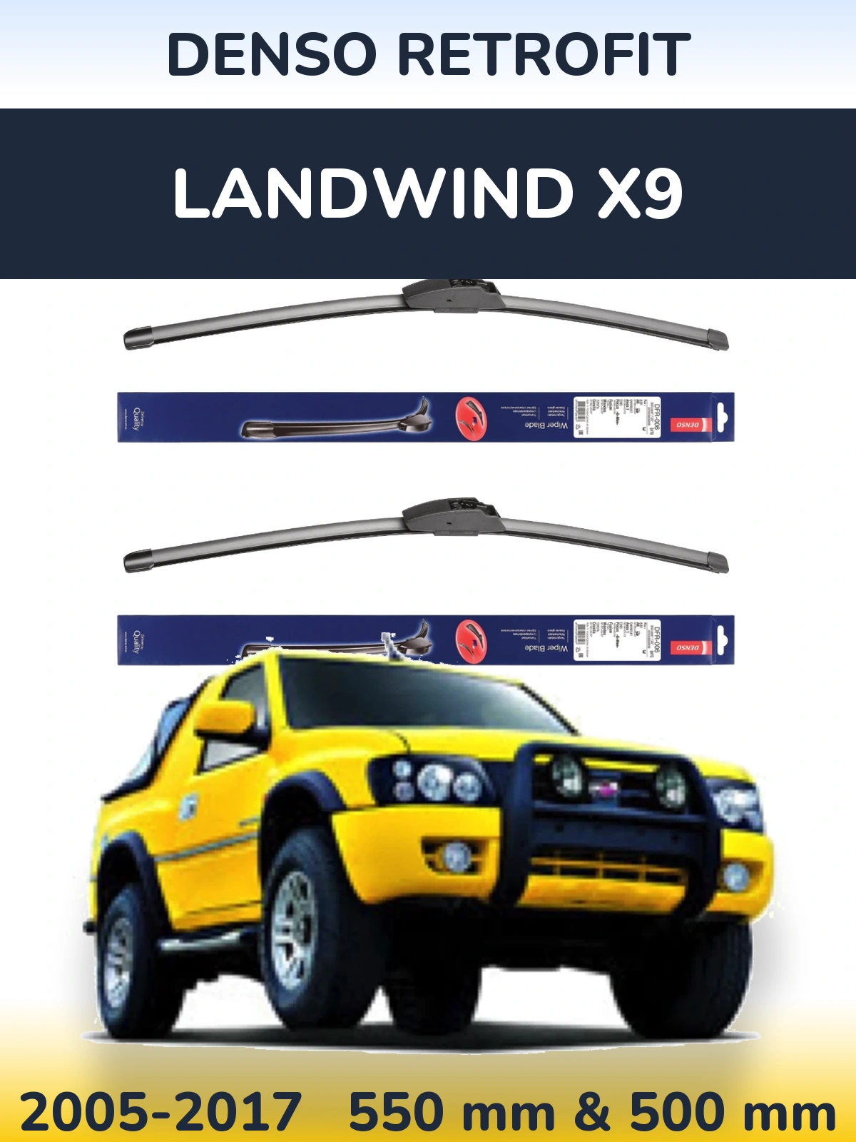 Komplet przednich wycieraczek Denso Retrofit 550 & 500 mm do Landwind X9 2005-2017