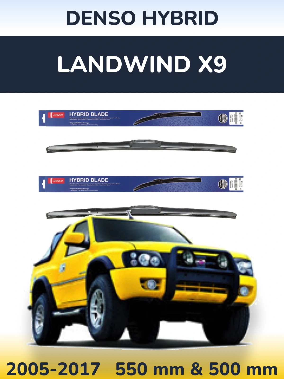 Komplet przednich wycieraczek Denso Hybrid 550 & 500 mm do Landwind X9 2005-2017