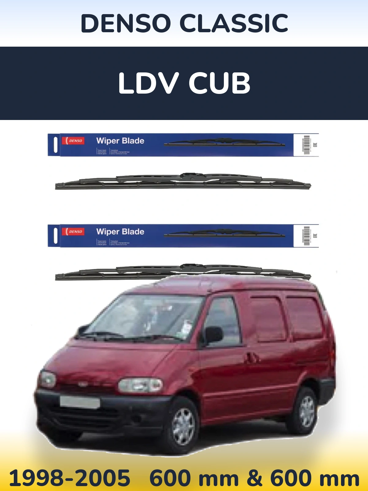 Комплект передних дворников Denso Classic 600 & 600 мм для LDV Cub 1998-2005