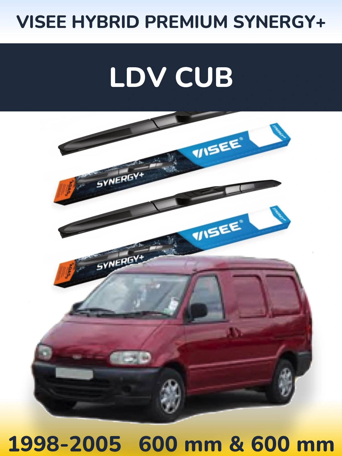 Комплект передних дворников VISEE HYBRID PREMIUM SYNERGY+ 600 & 600 мм для LDV Cub 1998-2005
