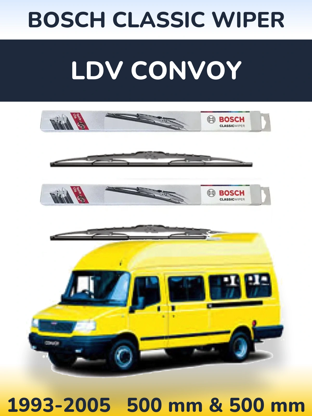 Комплект передніх щіток BOSCH Classic Wiper 500 & 500 мм для LDV Convoy 1993-2005