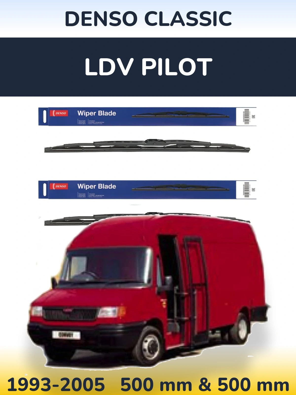 Komplet przednich wycieraczek Denso Classic 500 & 500 mm do LDV Pilot 1993-2005