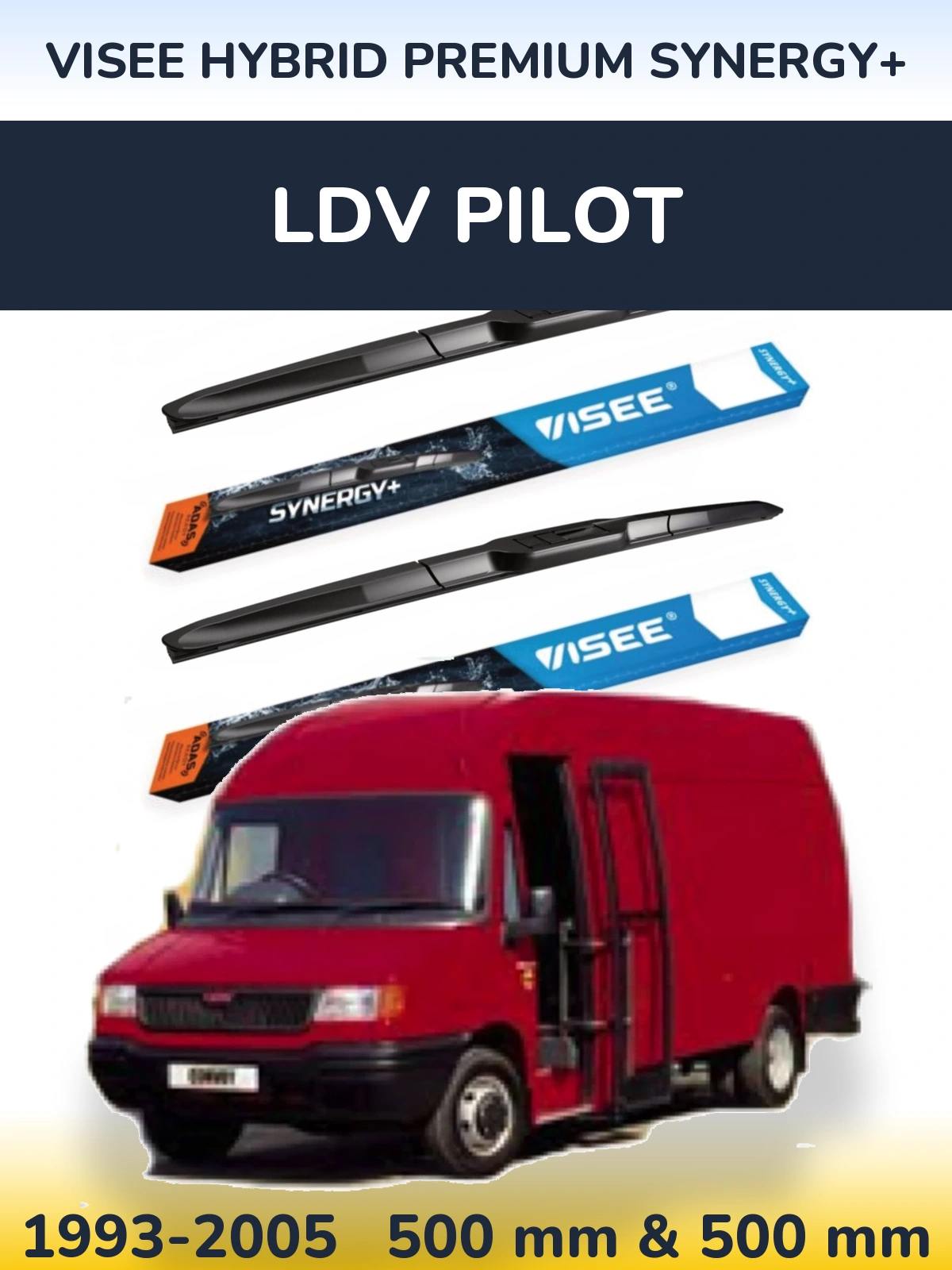 Комплект передних дворников VISEE HYBRID PREMIUM SYNERGY+ 500 & 500 мм для LDV Pilot 1993-2005