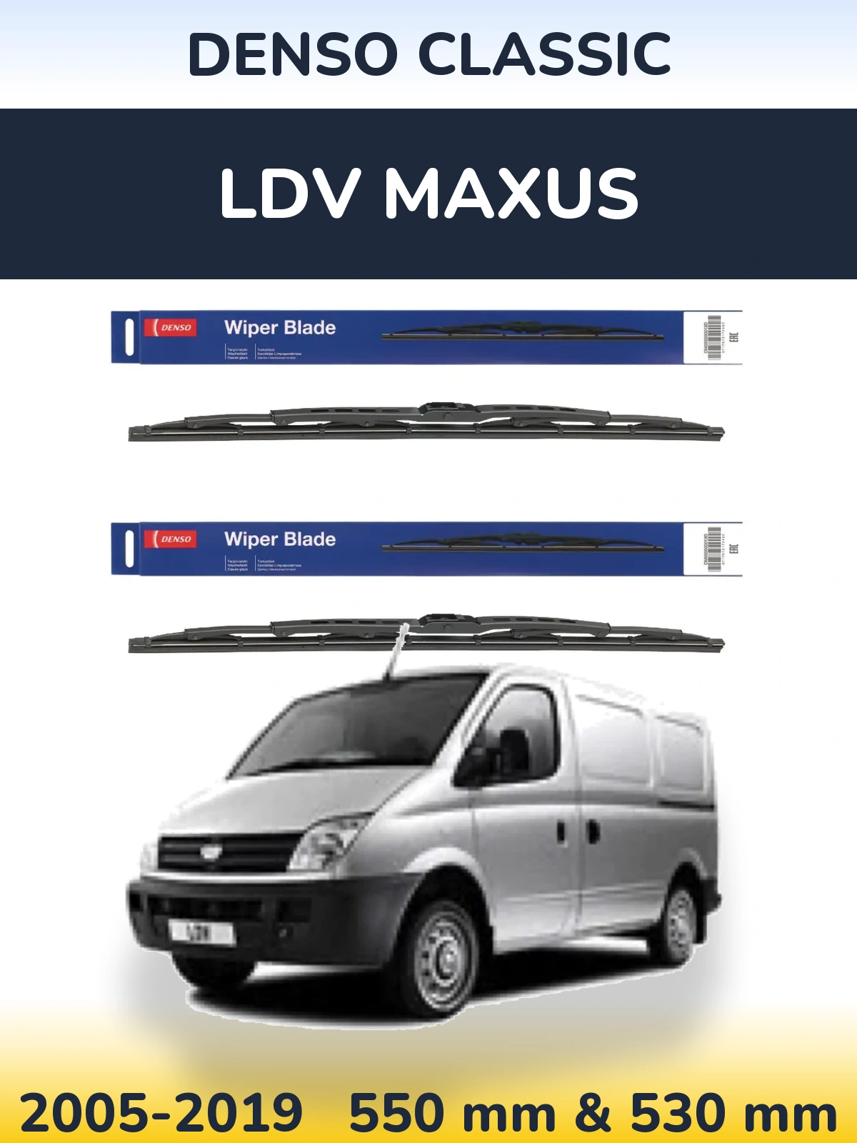 Komplet przednich wycieraczek Denso Classic 550 & 530 mm do LDV Maxus 2005-2019