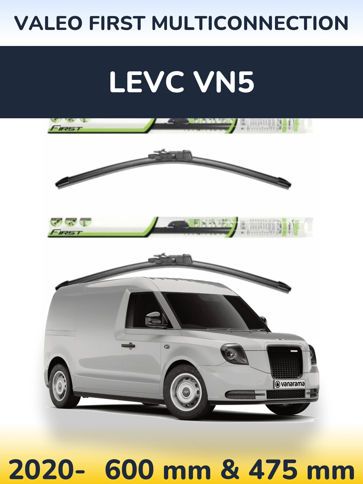 Komplet przednich wycieraczek Valeo First MultiConnection 600 & 475 mm do LEVC VN5 2020-2026