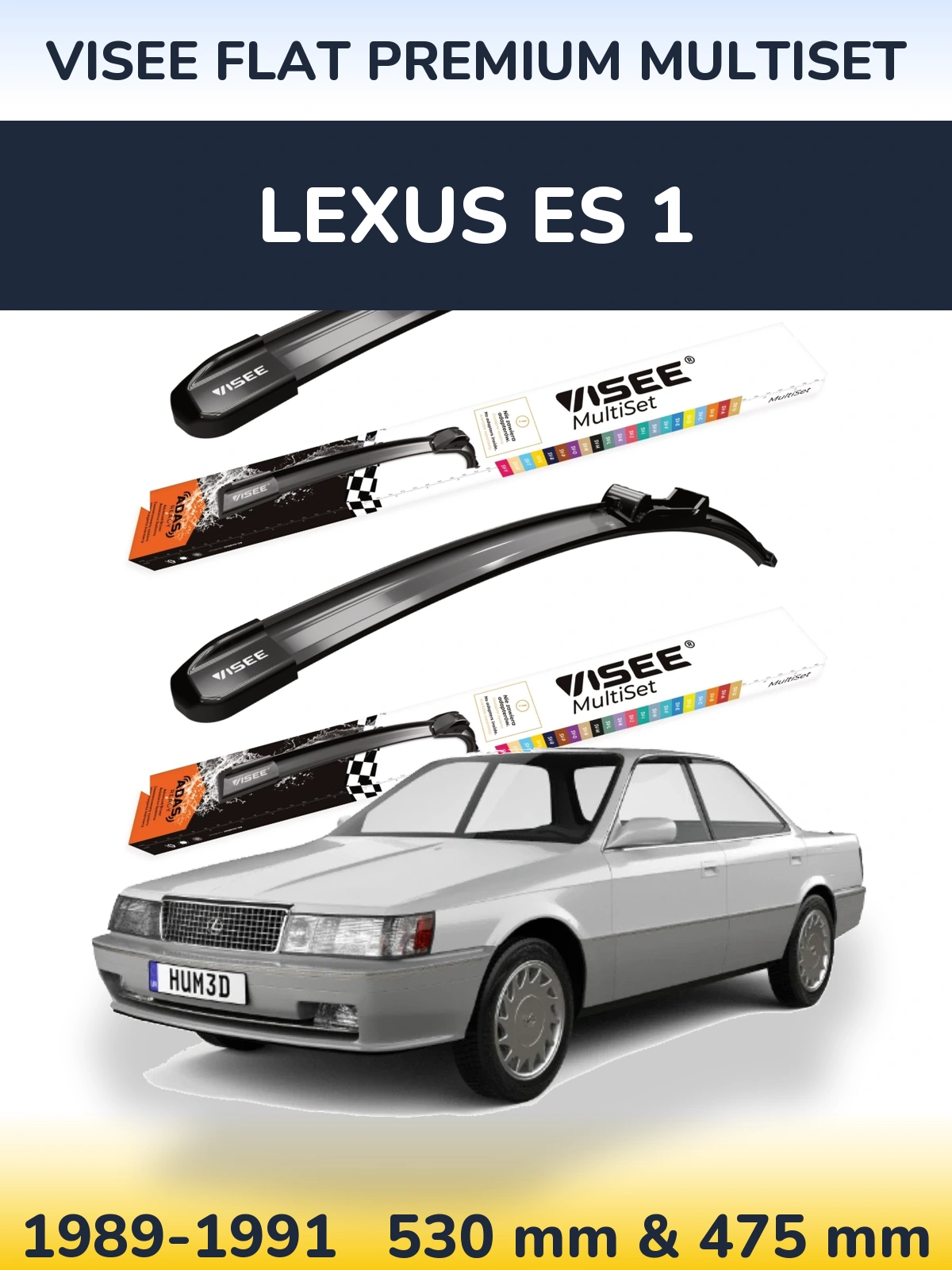 Komplet przednich wycieraczek VISEE FLAT PREMIUM MultiSet 530 & 475 mm do Lexus ES 1 1989-1991