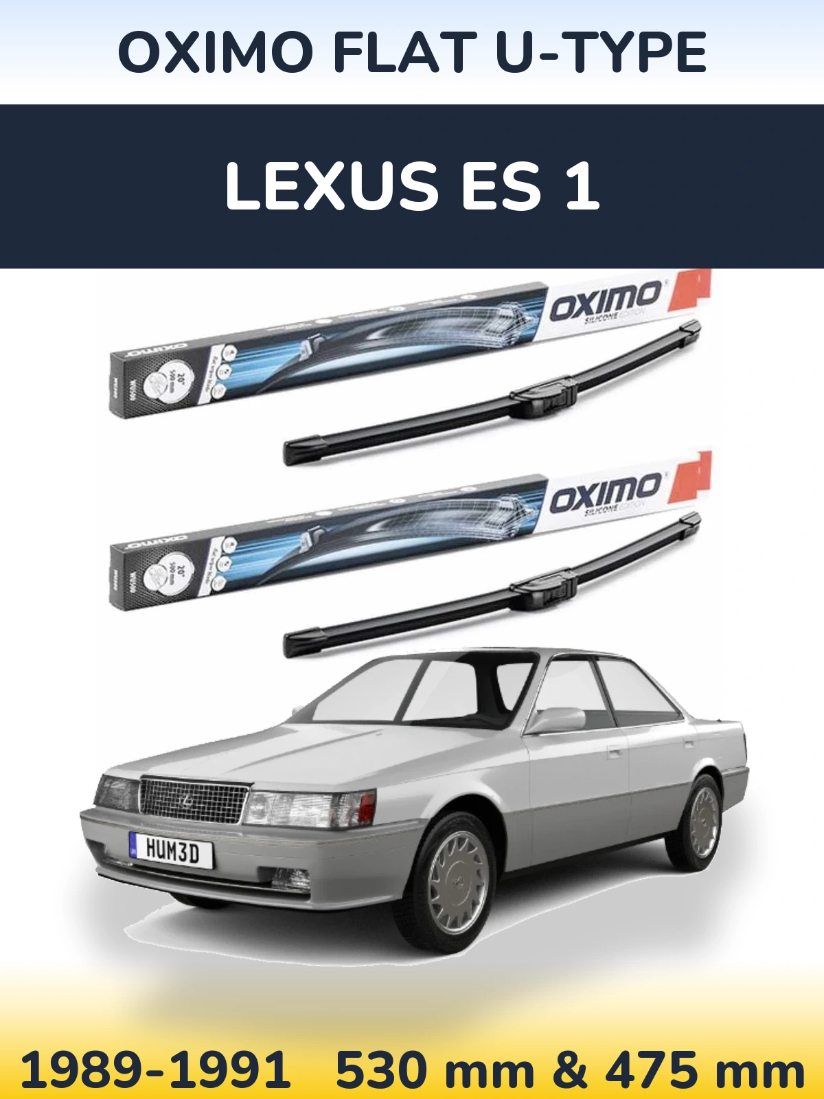Komplet przednich wycieraczek Oximo Flat U-type 530 & 475 mm do Lexus ES 1 1989-1991