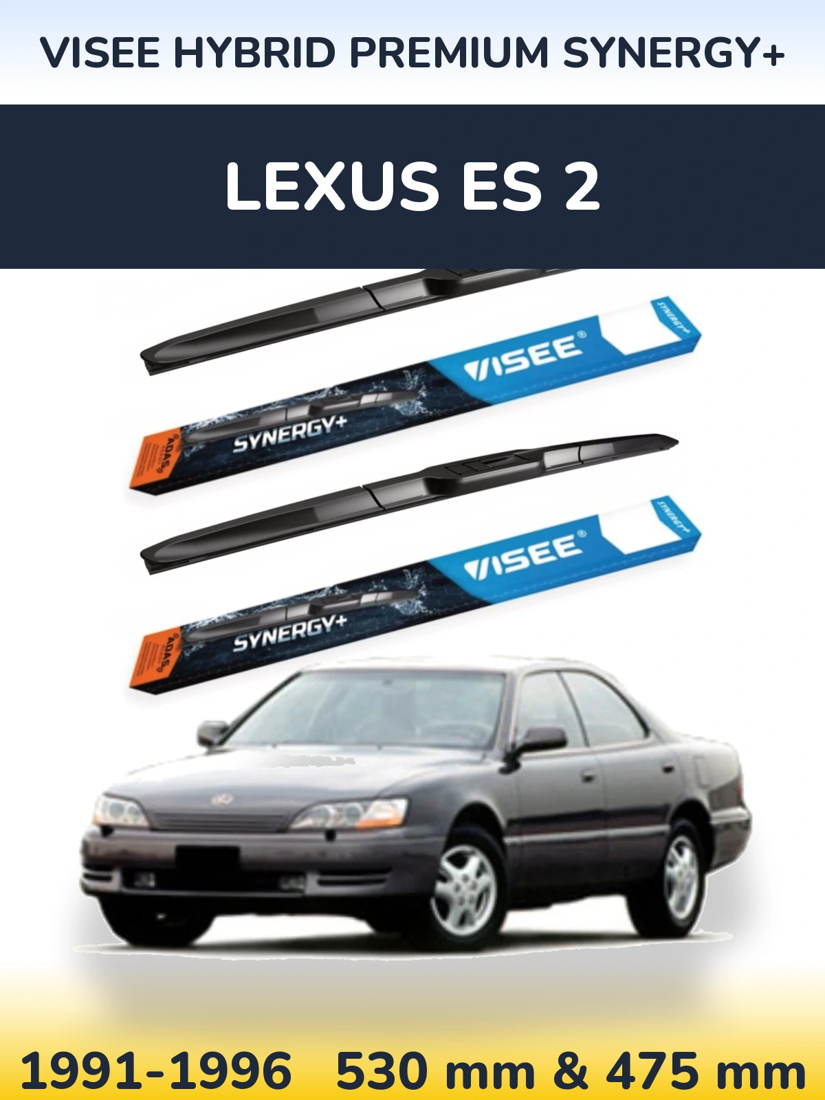 Front wiper blade set VISEE HYBRID PREMIUM SYNERGY+ 530 & 475 mm for Lexus ES 2 1991-1996