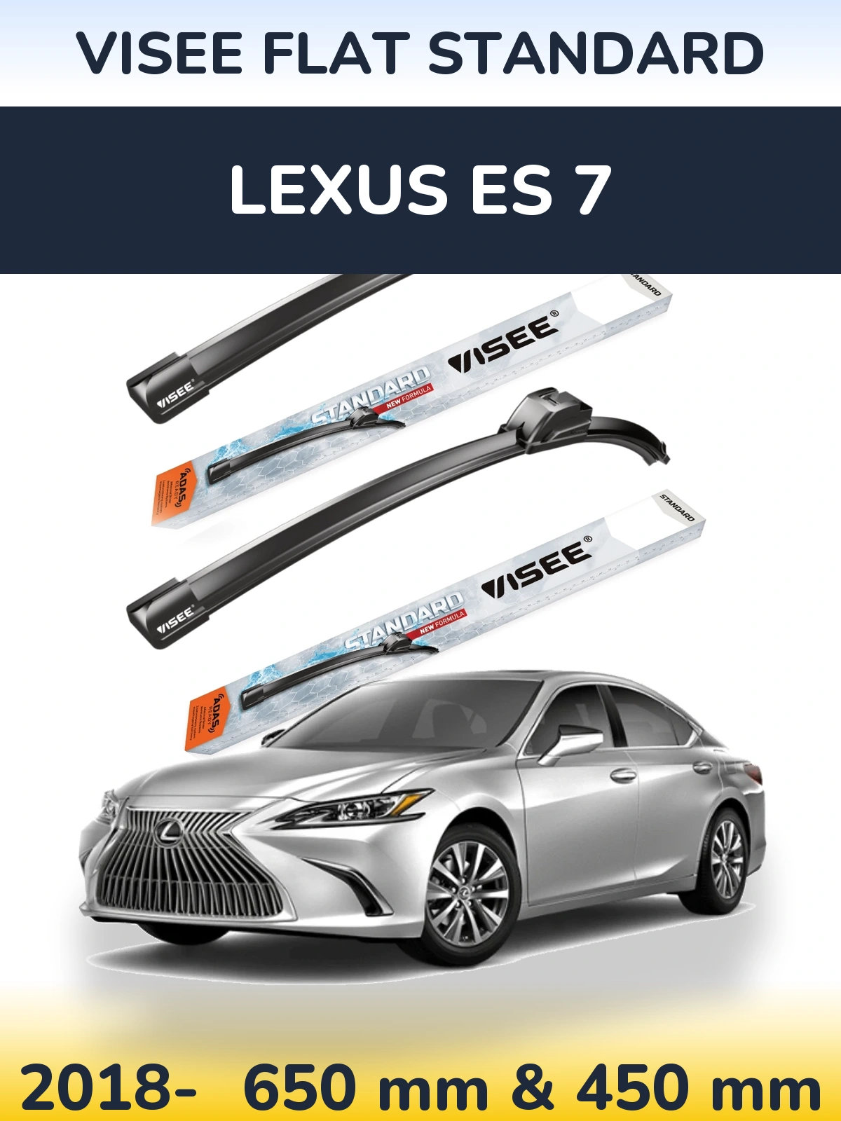 Комплект передних дворников VISEE FLAT STANDARD 650 & 450 мм для Lexus ES 7 2018-2026