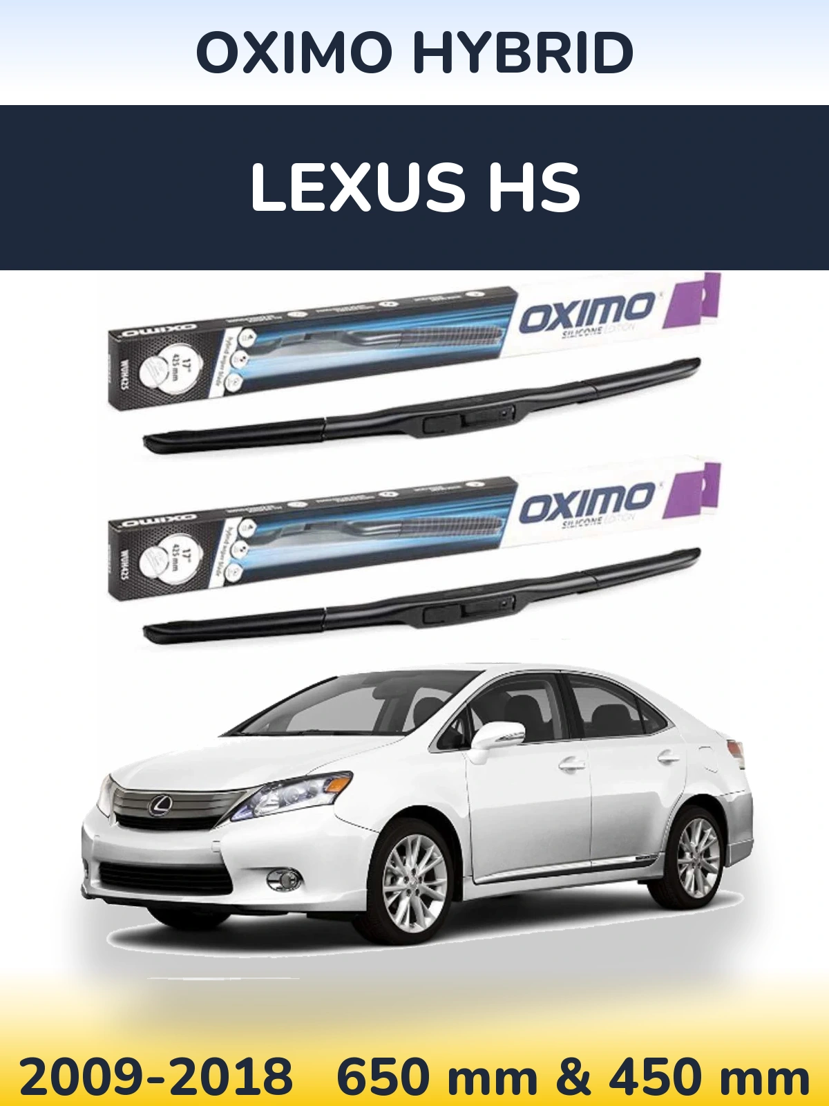 Front wiper blade set Oximo Hybrid 650 & 450 mm for Lexus HS 2009-2018