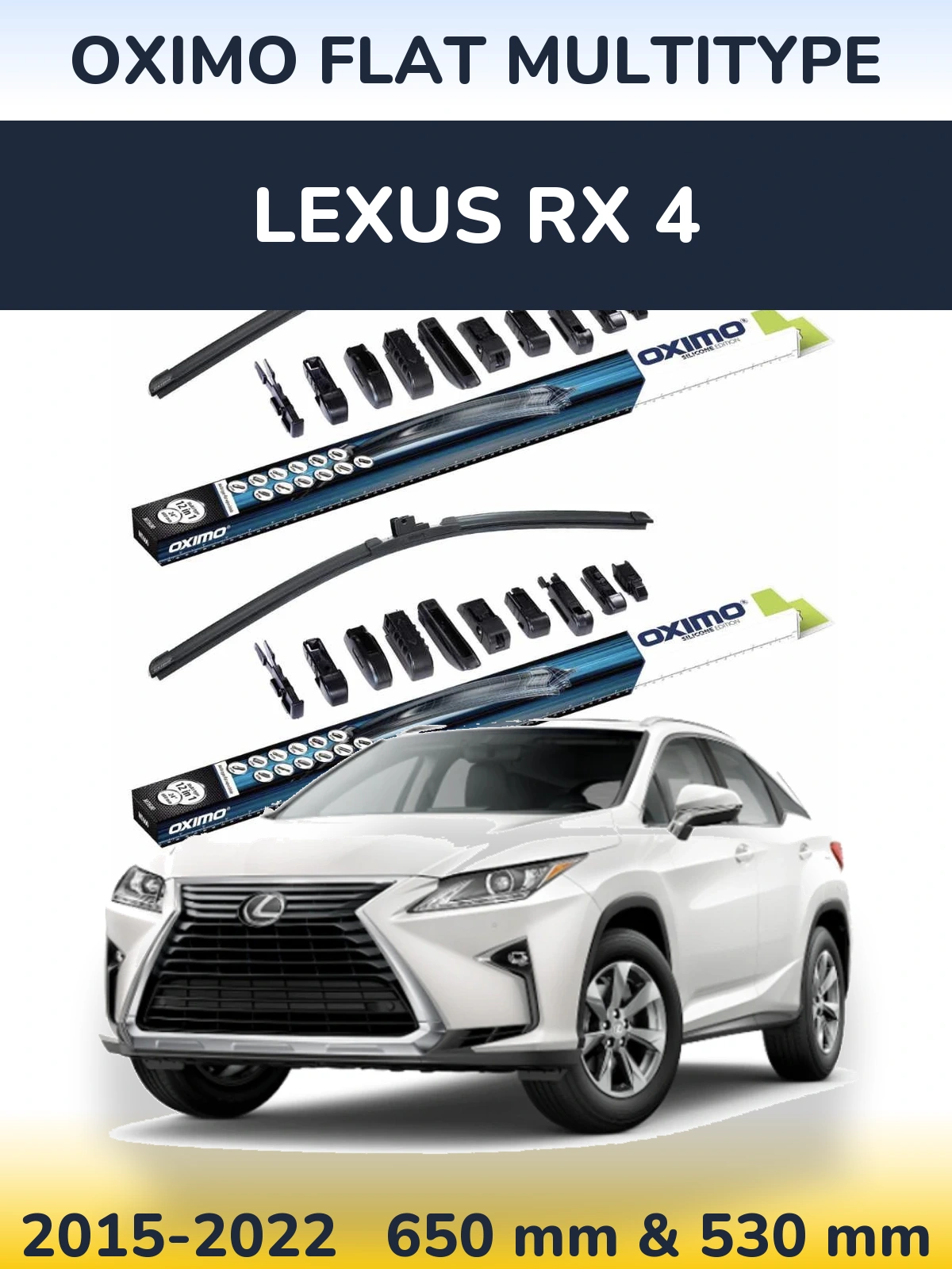 Комплект передних дворников Oximo Flat MultiТипe 650 & 530 мм для Lexus RX 4 2015-2022
