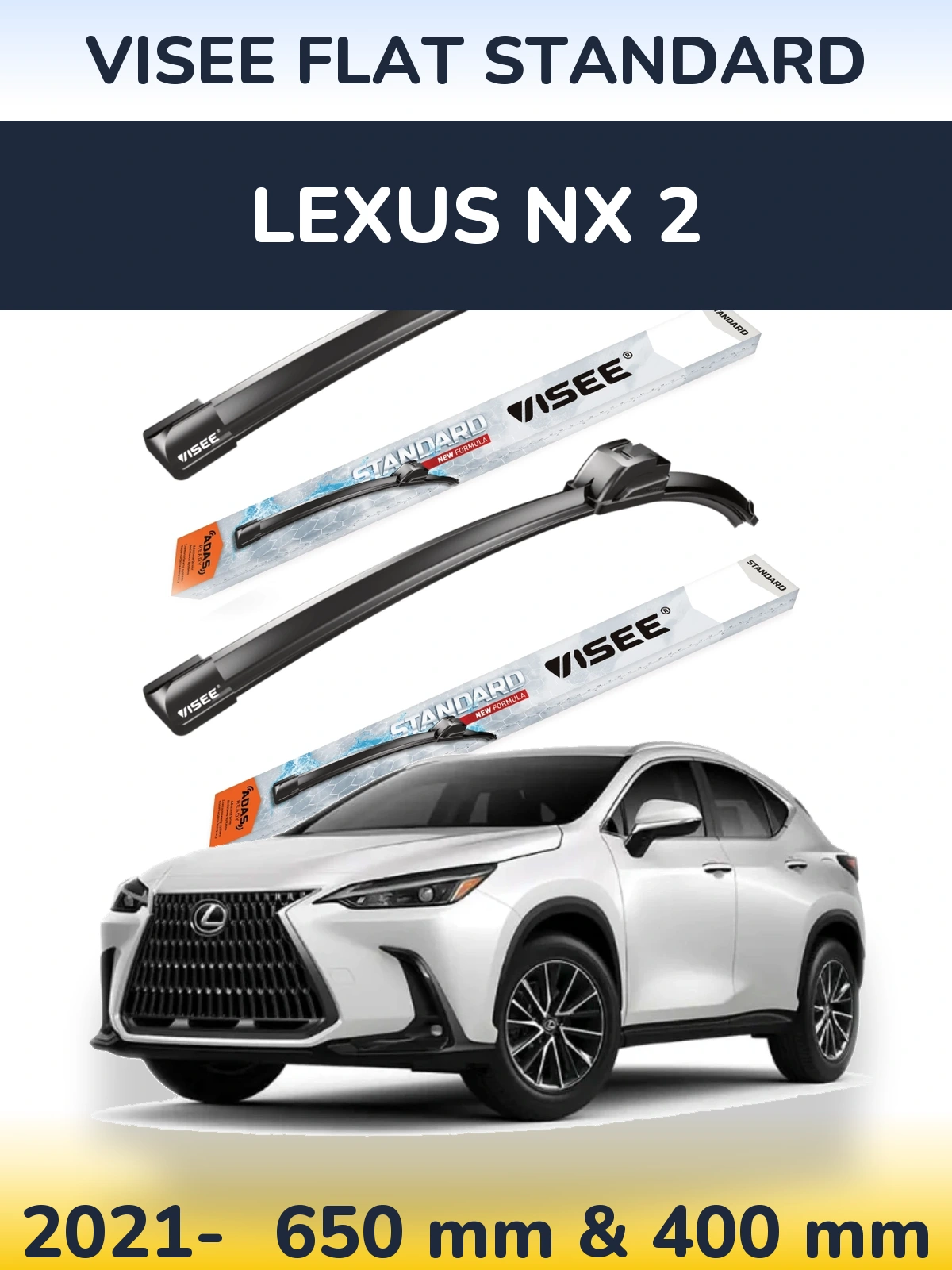 Комплект передних дворников VISEE FLAT STANDARD 650 & 400 мм для Lexus NX 2 2021-2026