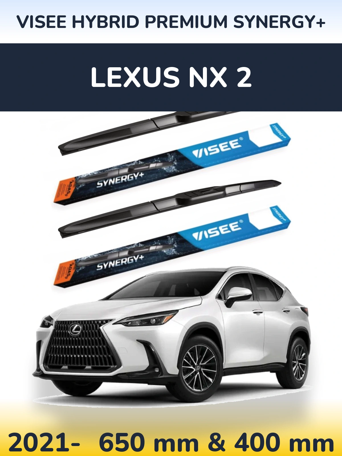 Комплект передніх щіток VISEE HYBRID PREMIUM SYNERGY+ 650 & 400 мм для Lexus NX 2 2021-2026