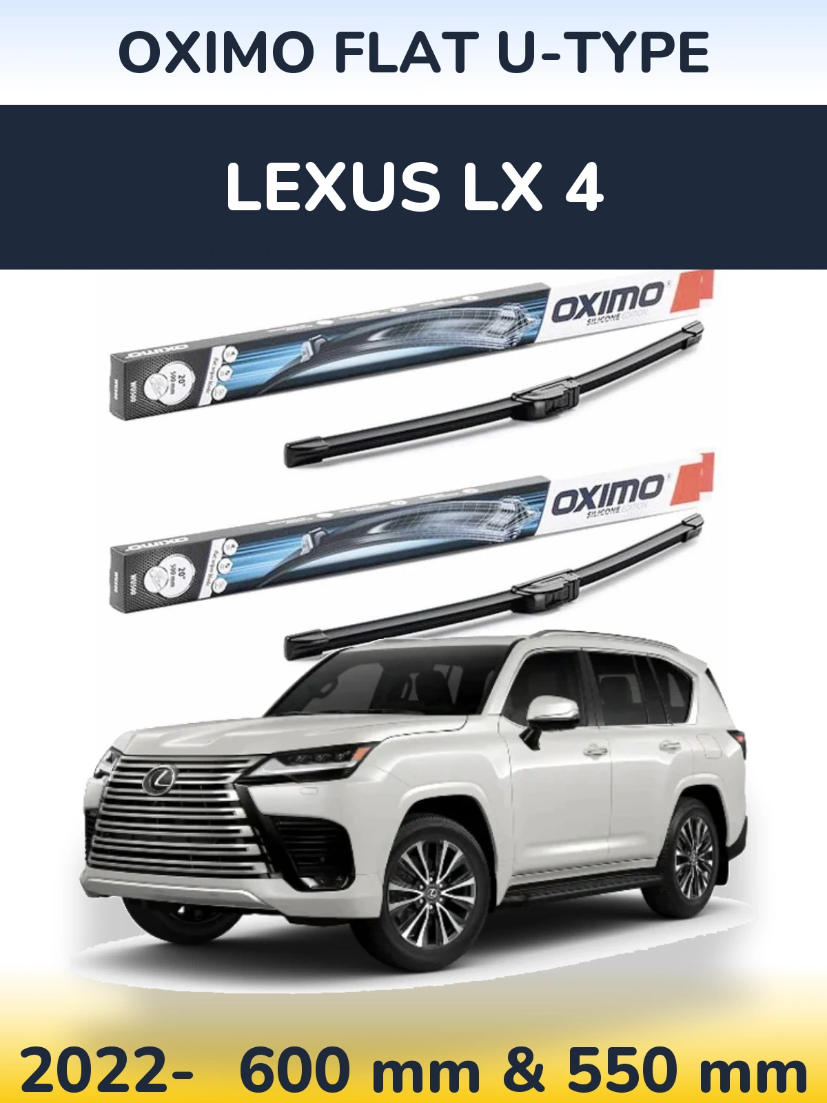 Komplet przednich wycieraczek Oximo Flat U-type 600 & 550 mm do Lexus LX 4 2022-2026
