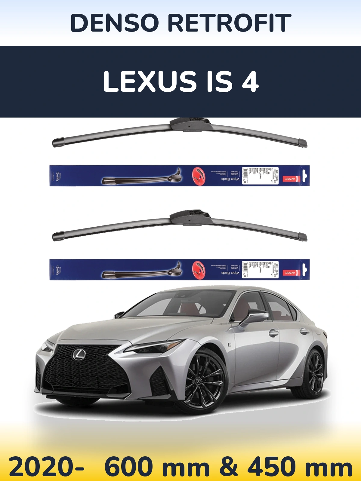 Комплект передних дворников Denso Retrofit 600 & 450 мм для Lexus IS 4 2020-2026