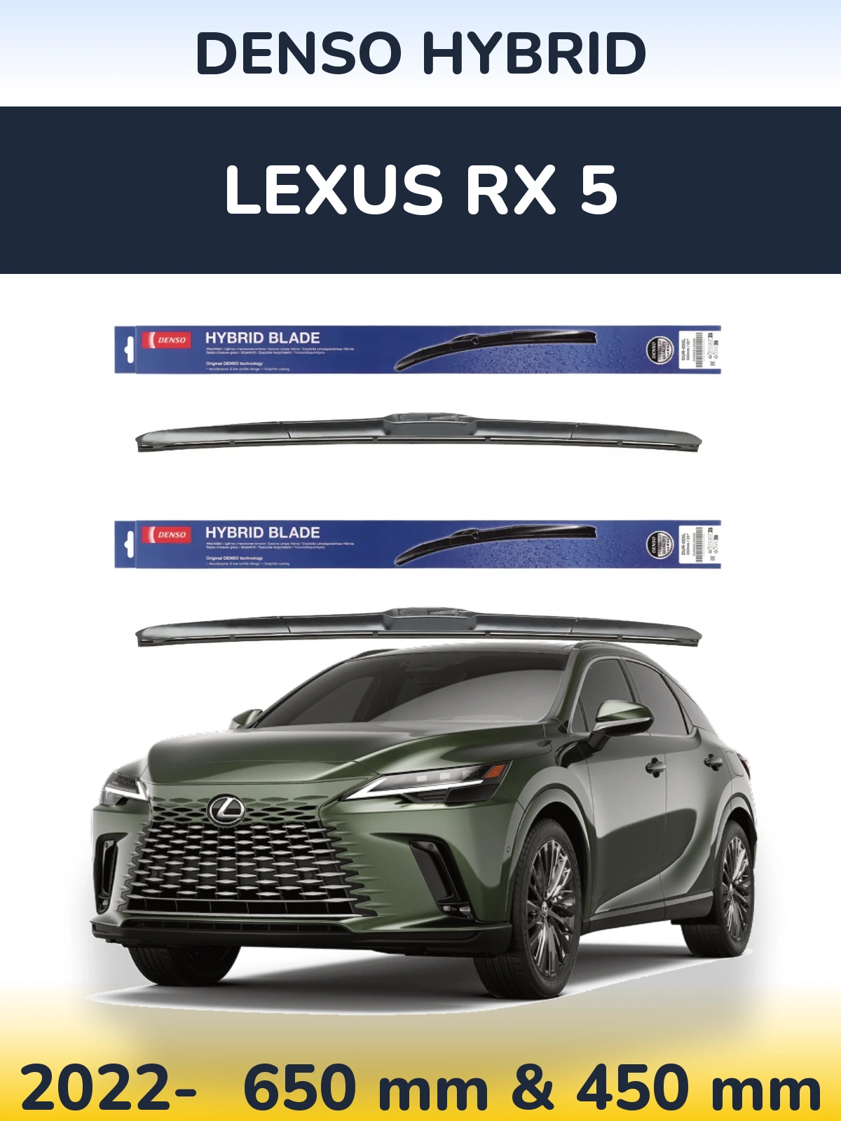 Komplet przednich wycieraczek Denso Hybrid 650 & 450 mm do Lexus RX 5 2022-2026