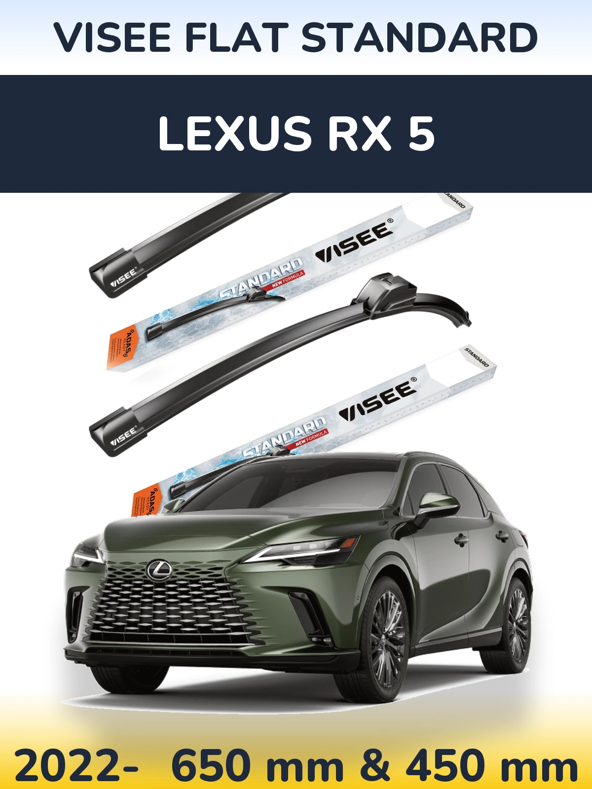 Комплект передних дворников VISEE FLAT STANDARD 650 & 450 мм для Lexus RX 5 2022-2026