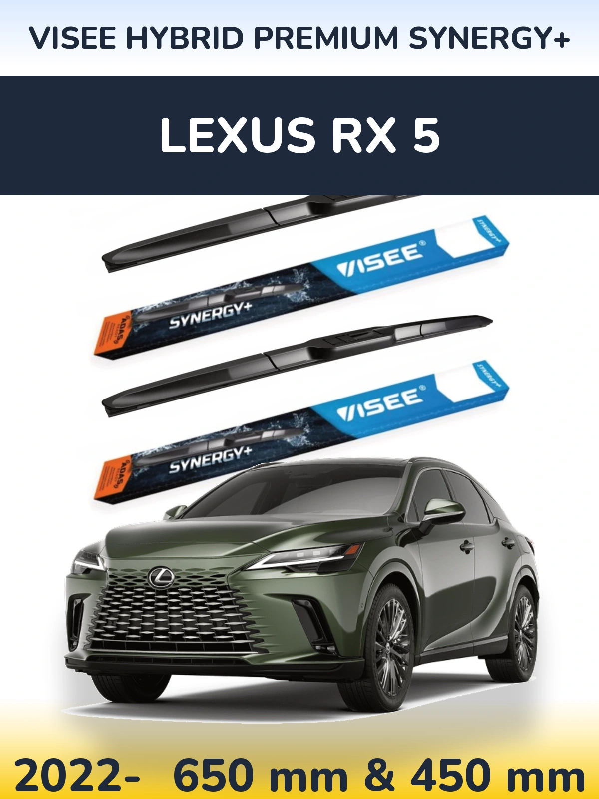 Комплект передніх щіток VISEE HYBRID PREMIUM SYNERGY+ 650 & 450 мм для Lexus RX 5 2022-2026