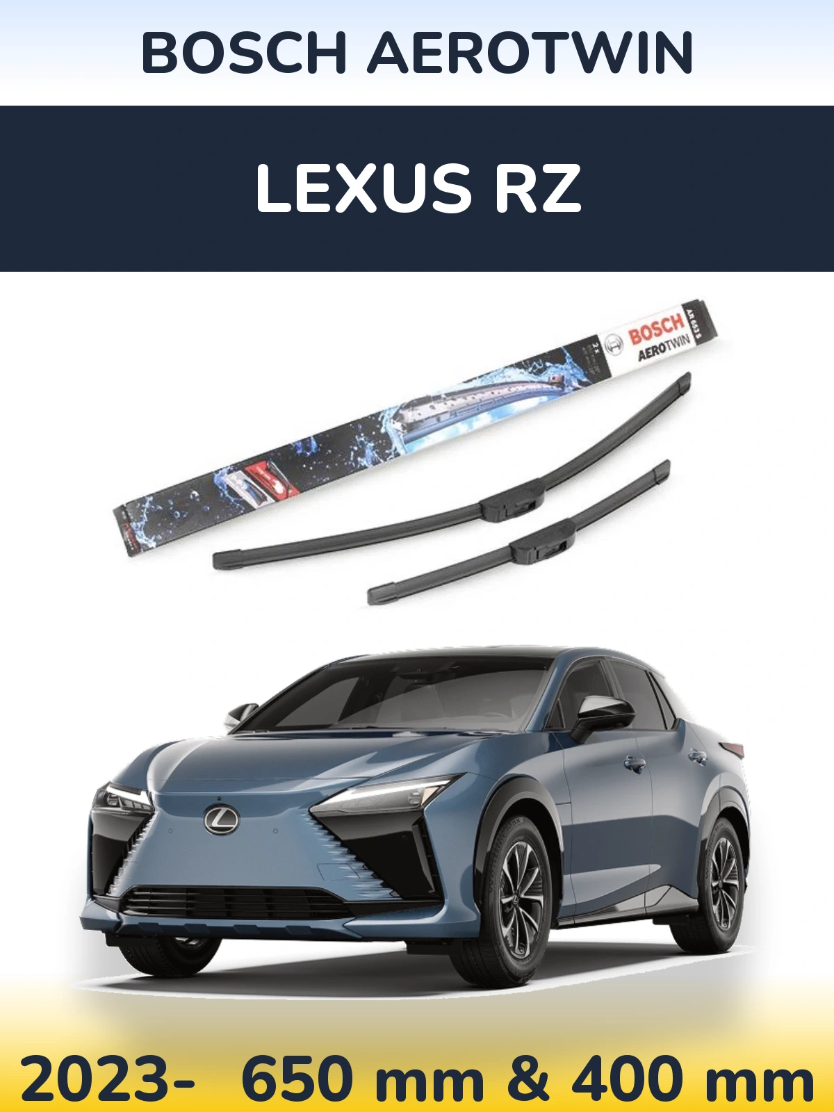 Комплект передніх щіток BOSCH AeroTwin 650 & 400 мм для Lexus RZ 2023-2026