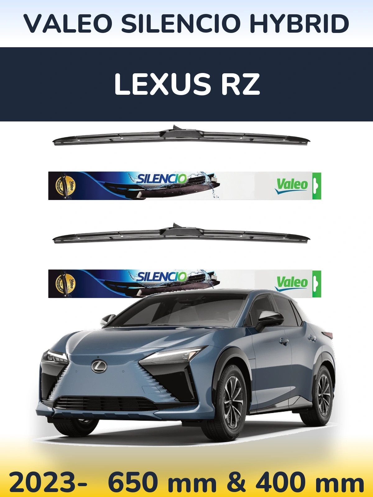 Komplet przednich wycieraczek Valeo Silencio Hybrid 650 & 400 mm do Lexus RZ 2023-2026