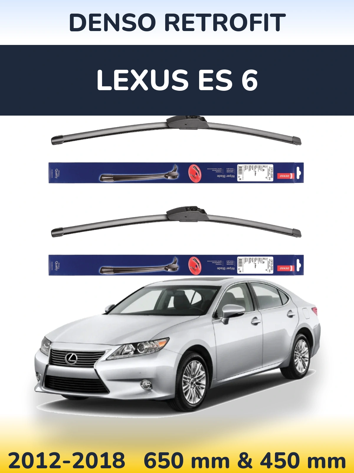 Komplet przednich wycieraczek Denso Retrofit 650 & 450 mm do Lexus ES 6 2012-2018