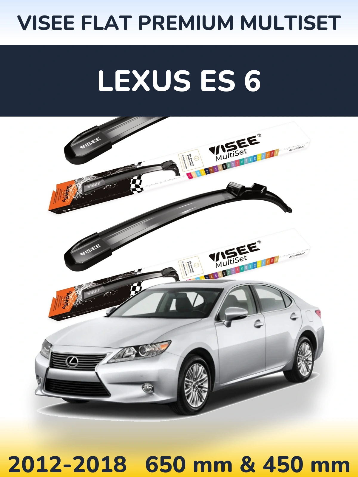 Komplet przednich wycieraczek VISEE FLAT PREMIUM MultiSet 650 & 450 mm do Lexus ES 6 2012-2018