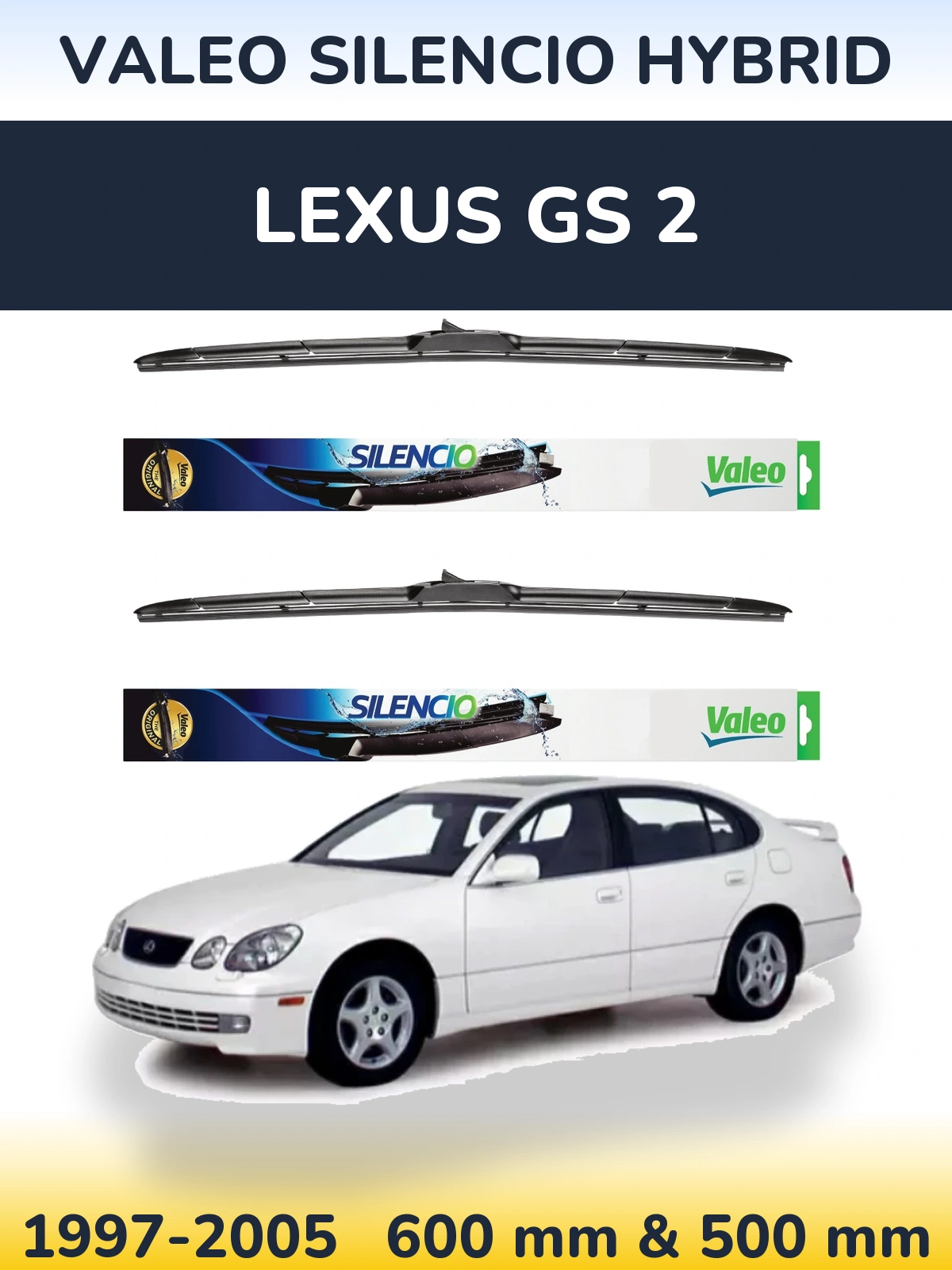 Комплект передних дворников Valeo Silencio Hybrid 600 & 500 мм для Lexus GS 2 1997-2005